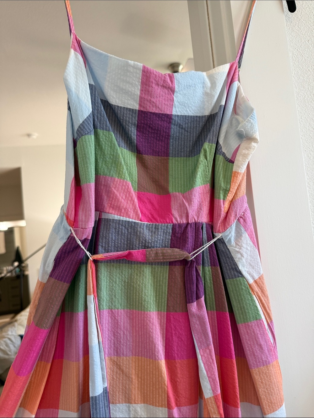 Kate Spade Colorblock Gingham Maxi Dress with Belt - Picture 3 of 4
